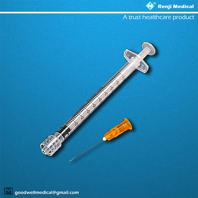 Jednorazowe medyczne materiały eksploatacyjne MSDS, strzykawka Luer Lock 25G 1 ml z igłą